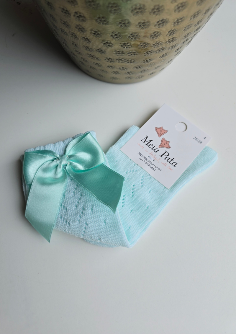 MEIA PATA  | kniekousjes met satijnen strik water green