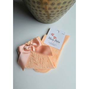 MEIA PATA  | kniekousjes met satijnen strik peach