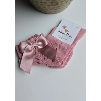 MEIA PATA  | kniekousjes met satijnen strik dry pink