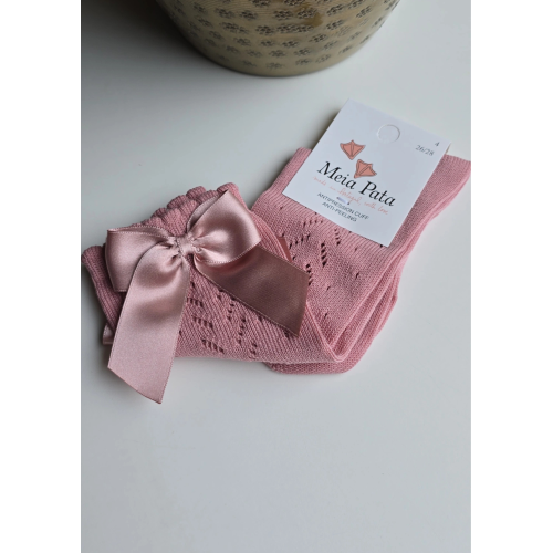 MEIA PATA  | kniekousjes met satijnen strik dry pink