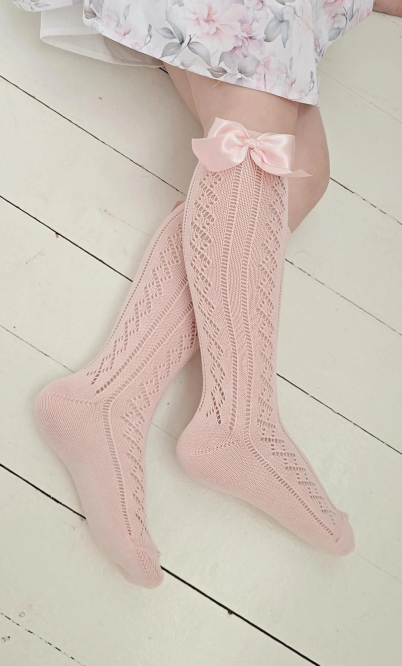 MEIA PATA | KNIEKOUSJES SATIJN STRIK BABY PINK 
