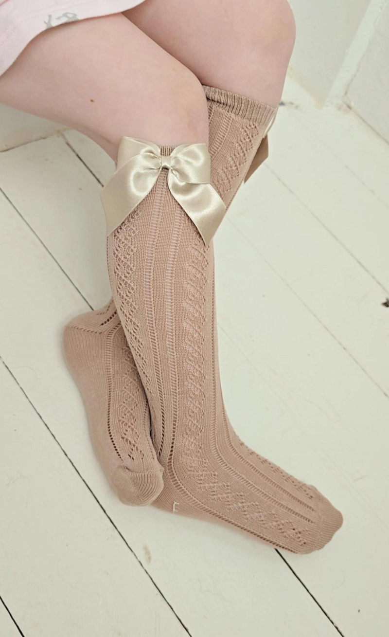 MEIA PATA | KNIEKOUSJES SATIJN STRIK CHAMPAGHNE 