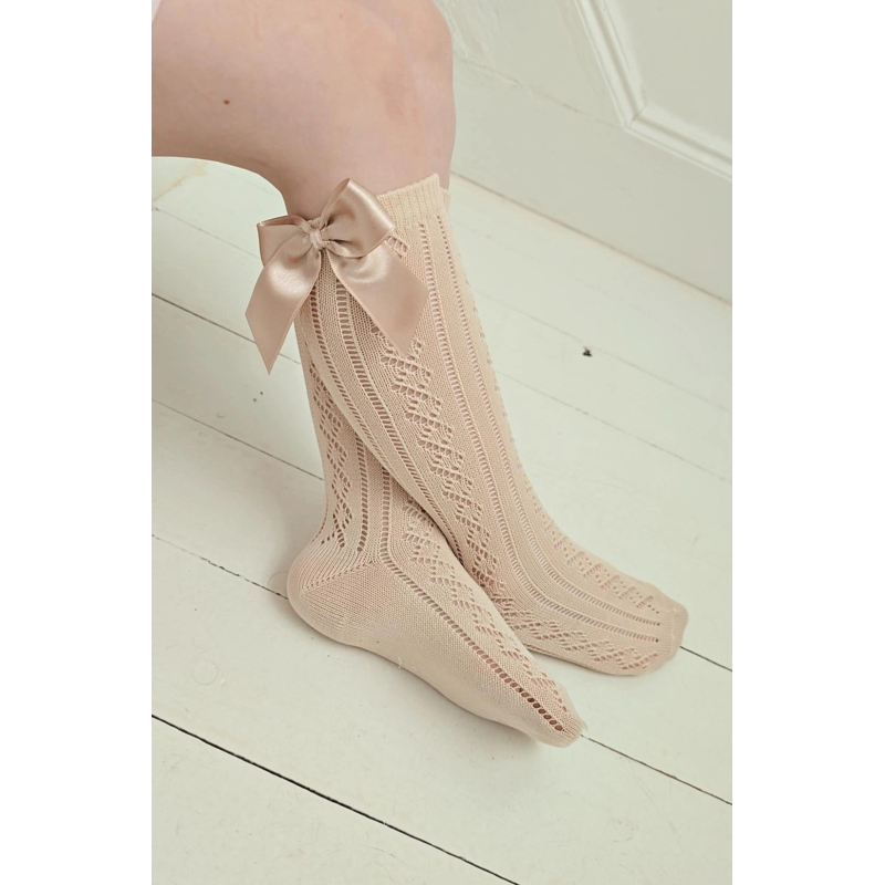 MEIA PATA | KNIEKOUSJES SATIJN STRIK BEIGE 