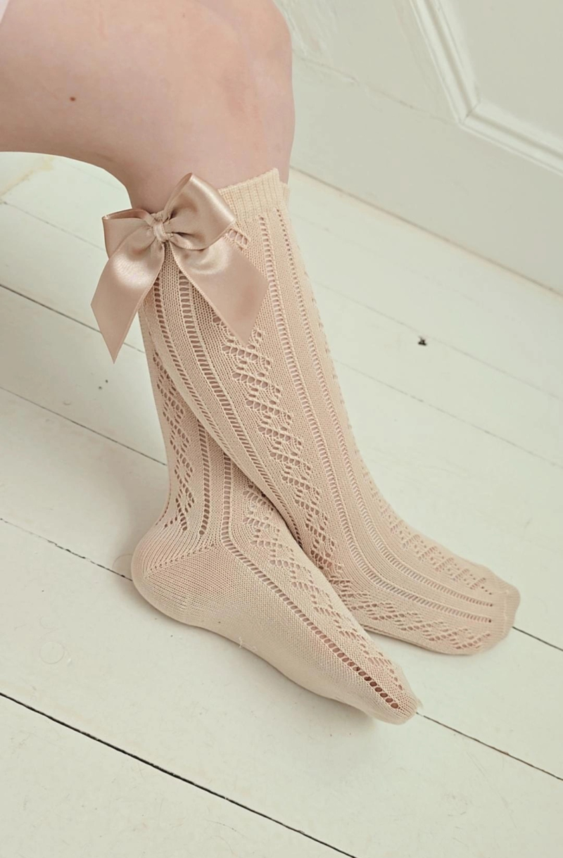 MEIA PATA | KNIEKOUSJES SATIJN STRIK BEIGE 