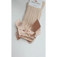 MEIA PATA | KNIEKOUSJES SATIJN STRIK BEIGE 